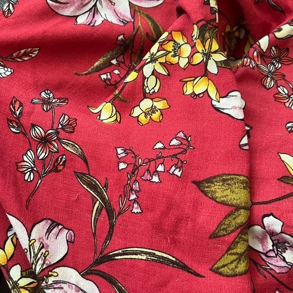 Xhilaration Red Floral Cropped Wide Leg Square Neck Jumpsuit Medium - Picture 13 of 13